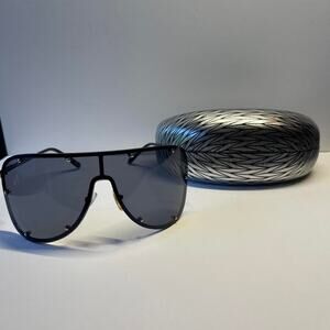 Unbranded Aviator Sunglasses Black Lenses Silver Metal Frame